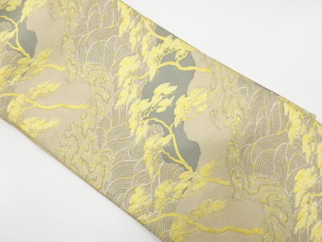 アンティーク　波に松模様織り出し袋帯（材料）